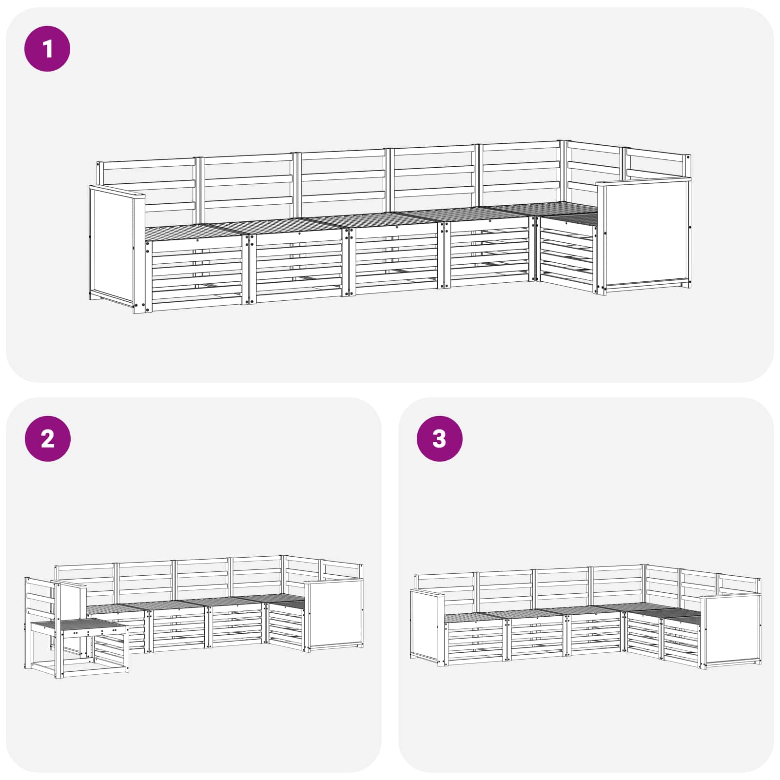 Sekcijska garnitura 5 pcs Prirodna Čvrsto drvo akacije