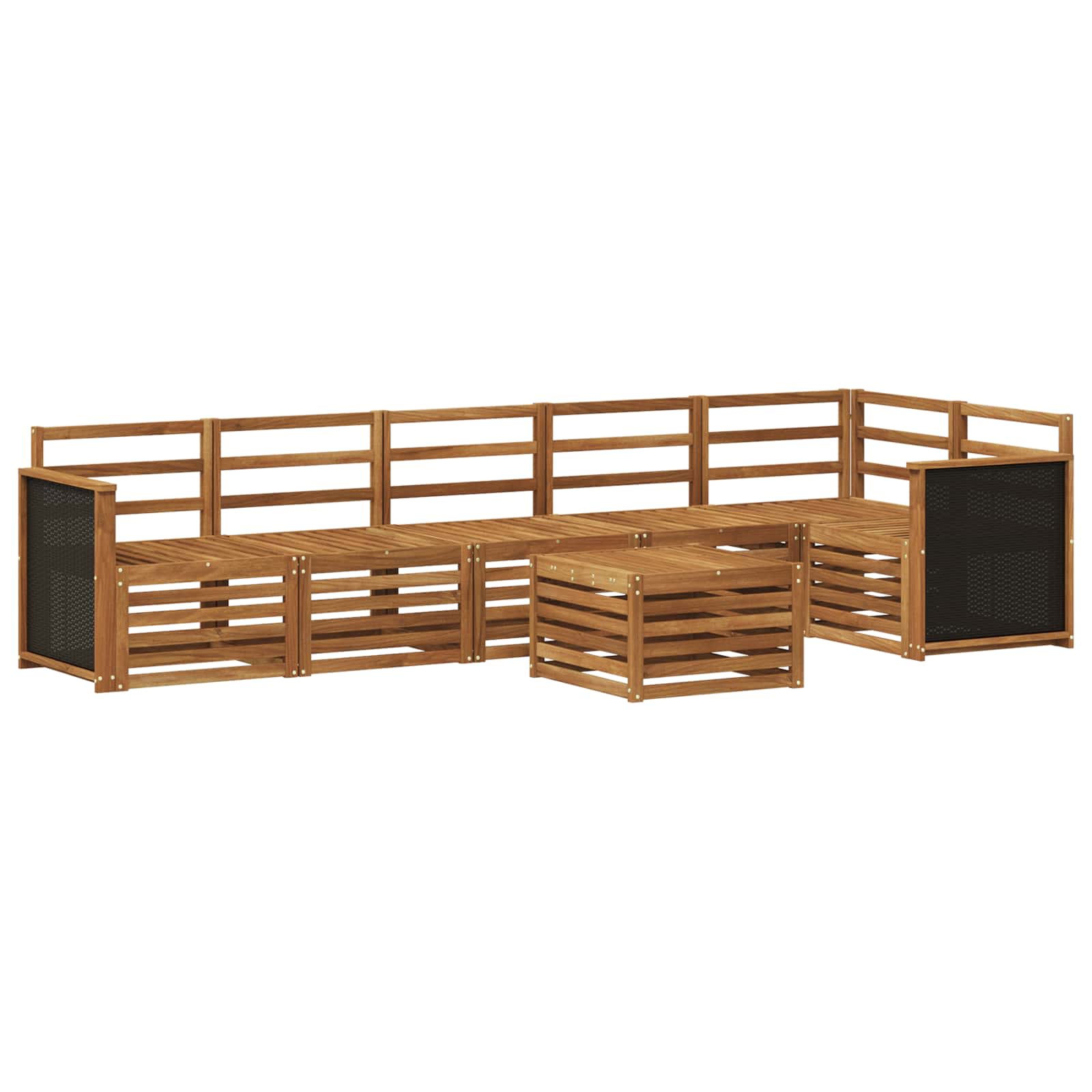 Sekcijska garnitura 6 pcs Prirodna Čvrsto drvo akacije