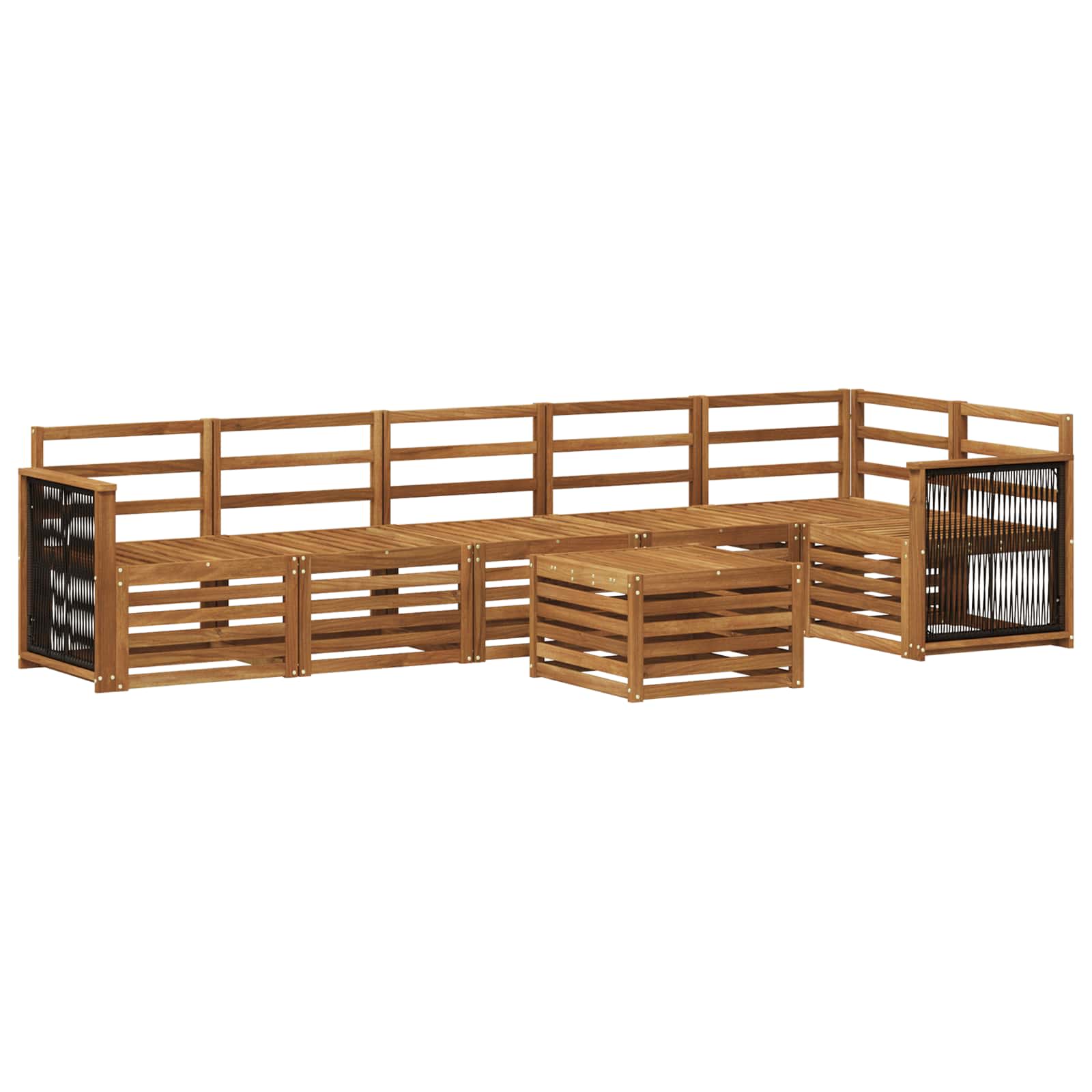 Sekcijska garnitura 6 pcs Prirodna Čvrsto drvo akacije