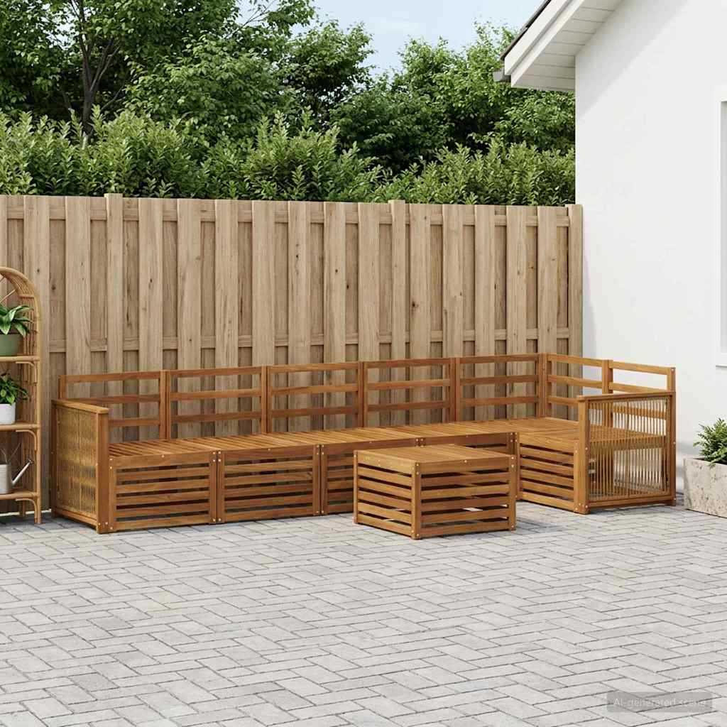 Sekcijska garnitura 6 pcs Prirodna Čvrsto drvo akacije
