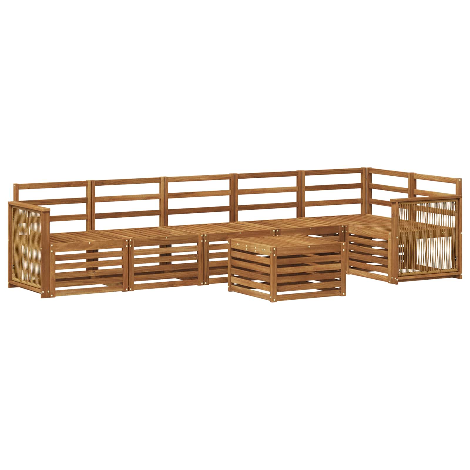 Sekcijska garnitura 6 pcs Prirodna Čvrsto drvo akacije