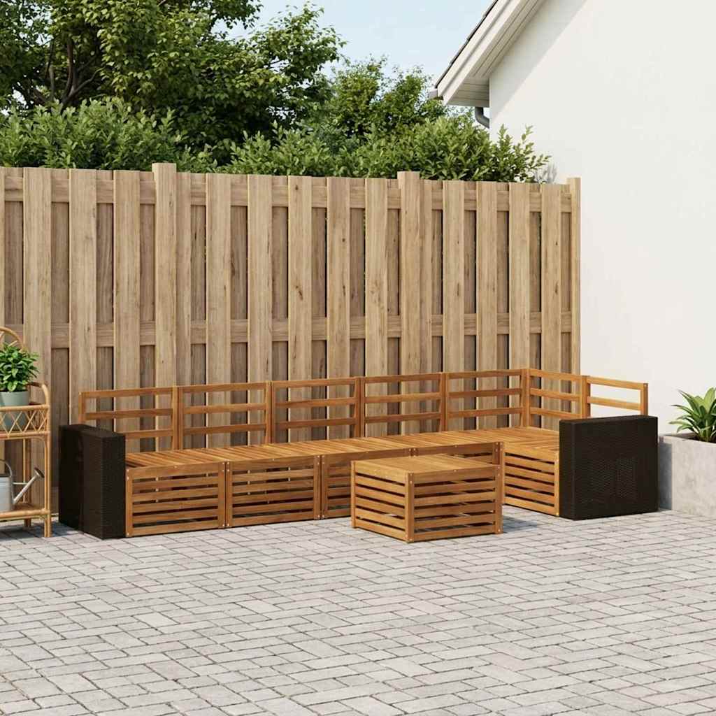 Sekcijska garnitura 7 pcs Prirodna Čvrsto drvo akacije