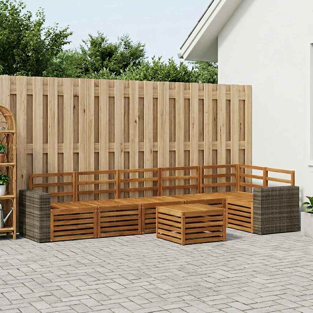 Sekcijska garnitura 7 pcs Prirodna Čvrsto drvo akacije