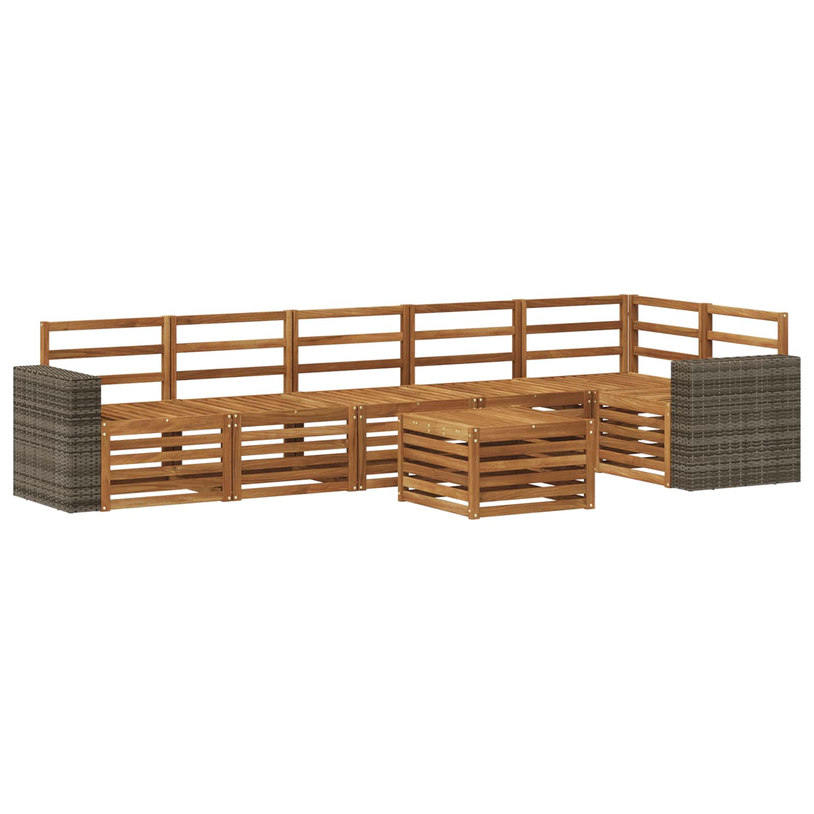 Sekcijska garnitura 7 pcs Prirodna Čvrsto drvo akacije