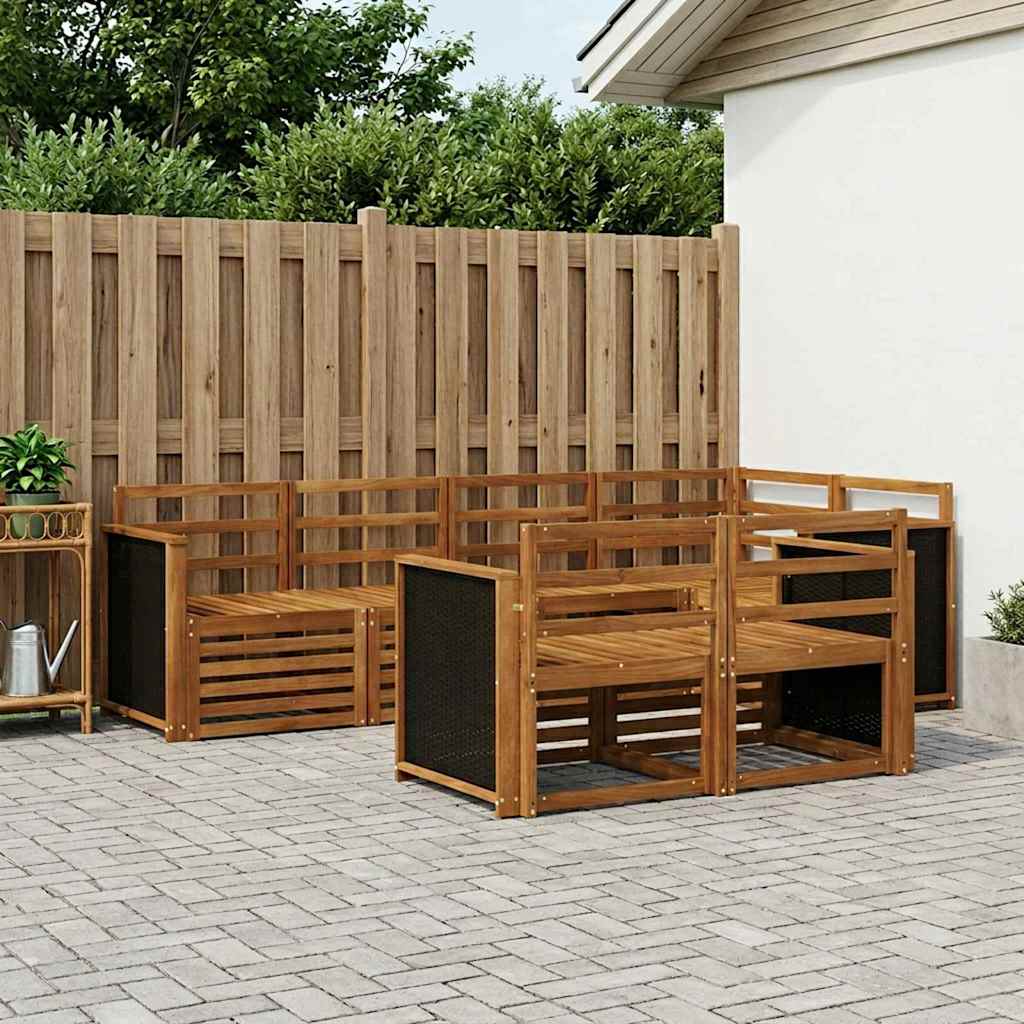 Sekcijska garnitura 6 pcs Prirodna Čvrsto drvo akacije