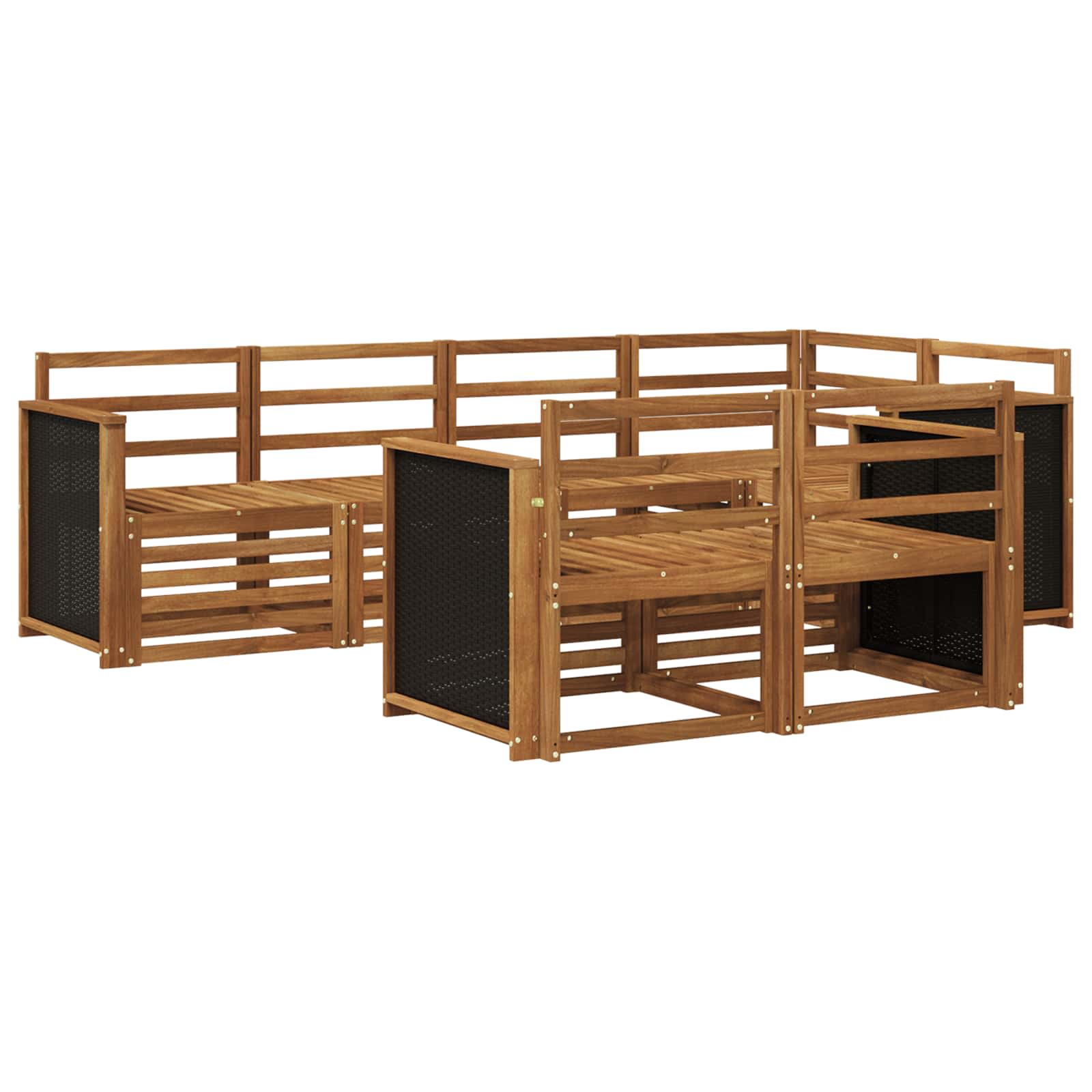 Sekcijska garnitura 6 pcs Prirodna Čvrsto drvo akacije