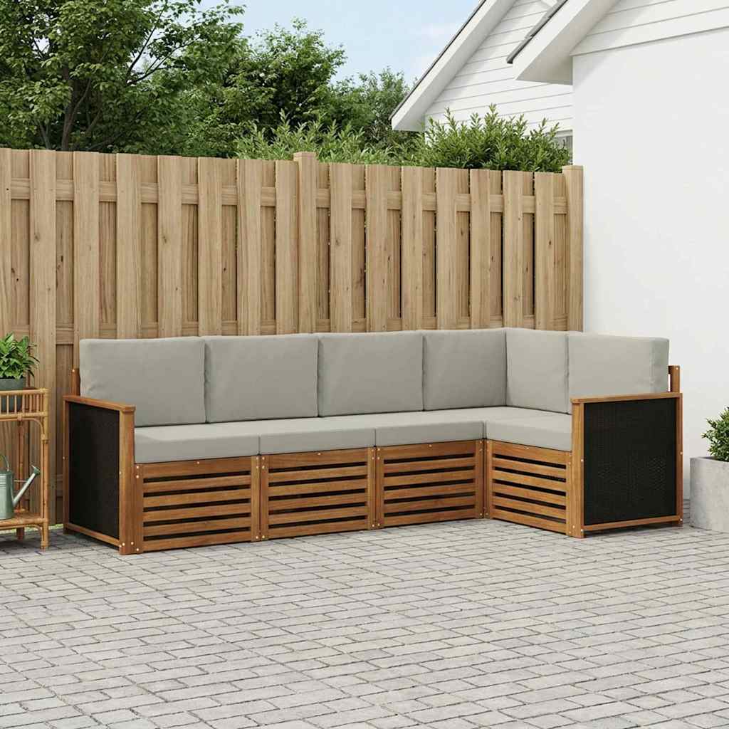 Sekcijska garnitura s jastukom 6 pcs Prirodna i svjetlosiva
