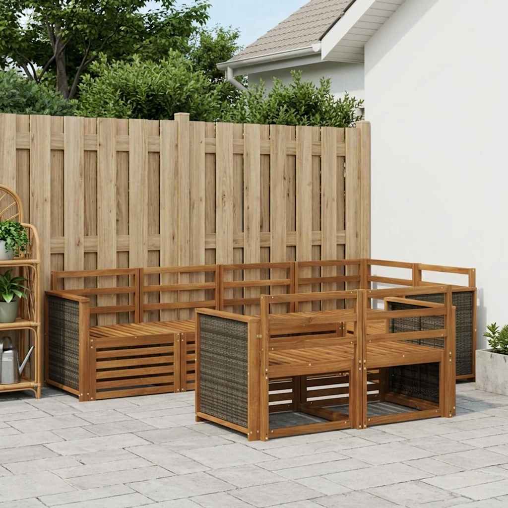Sekcijska garnitura 6 pcs Prirodna Čvrsto drvo akacije