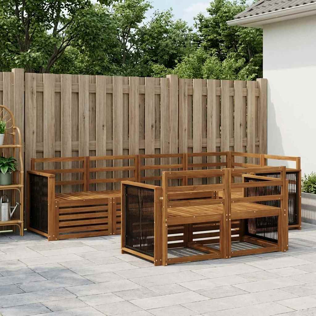 Sekcijska garnitura 6 pcs Prirodna Čvrsto drvo akacije