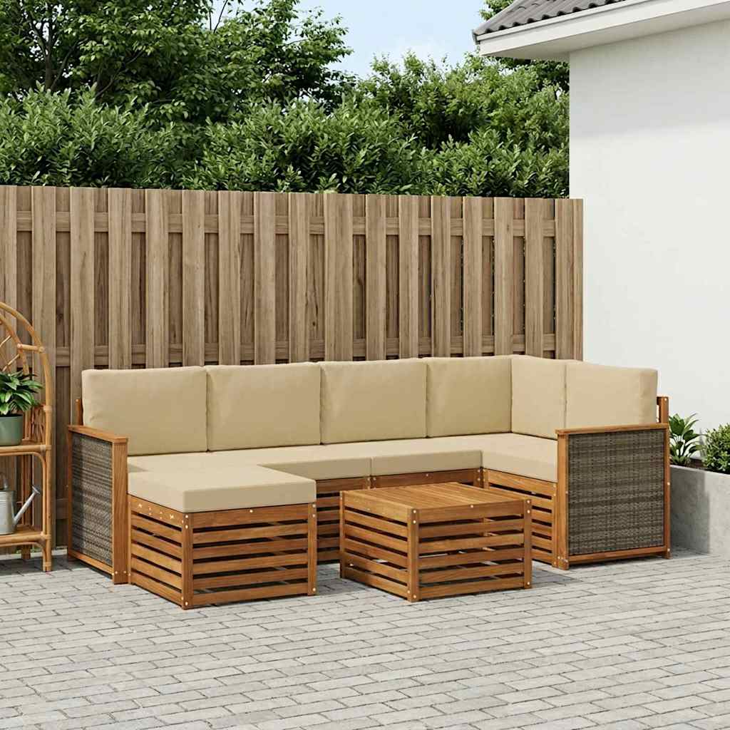Sekcijska garnitura s jastukom 6 pcs Prirodna