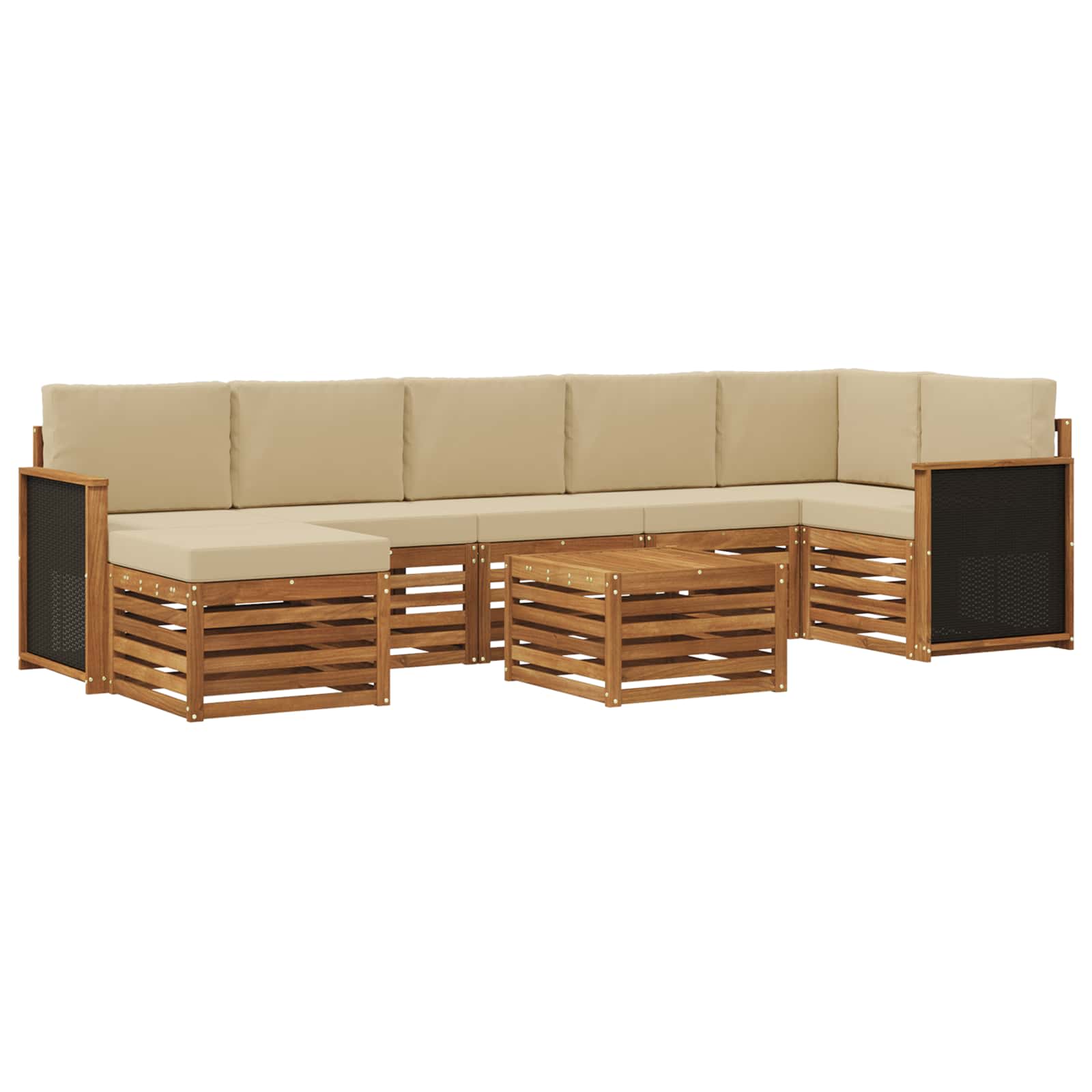 Set vanjskih sofa s jastukom 7 pcs Prirodna