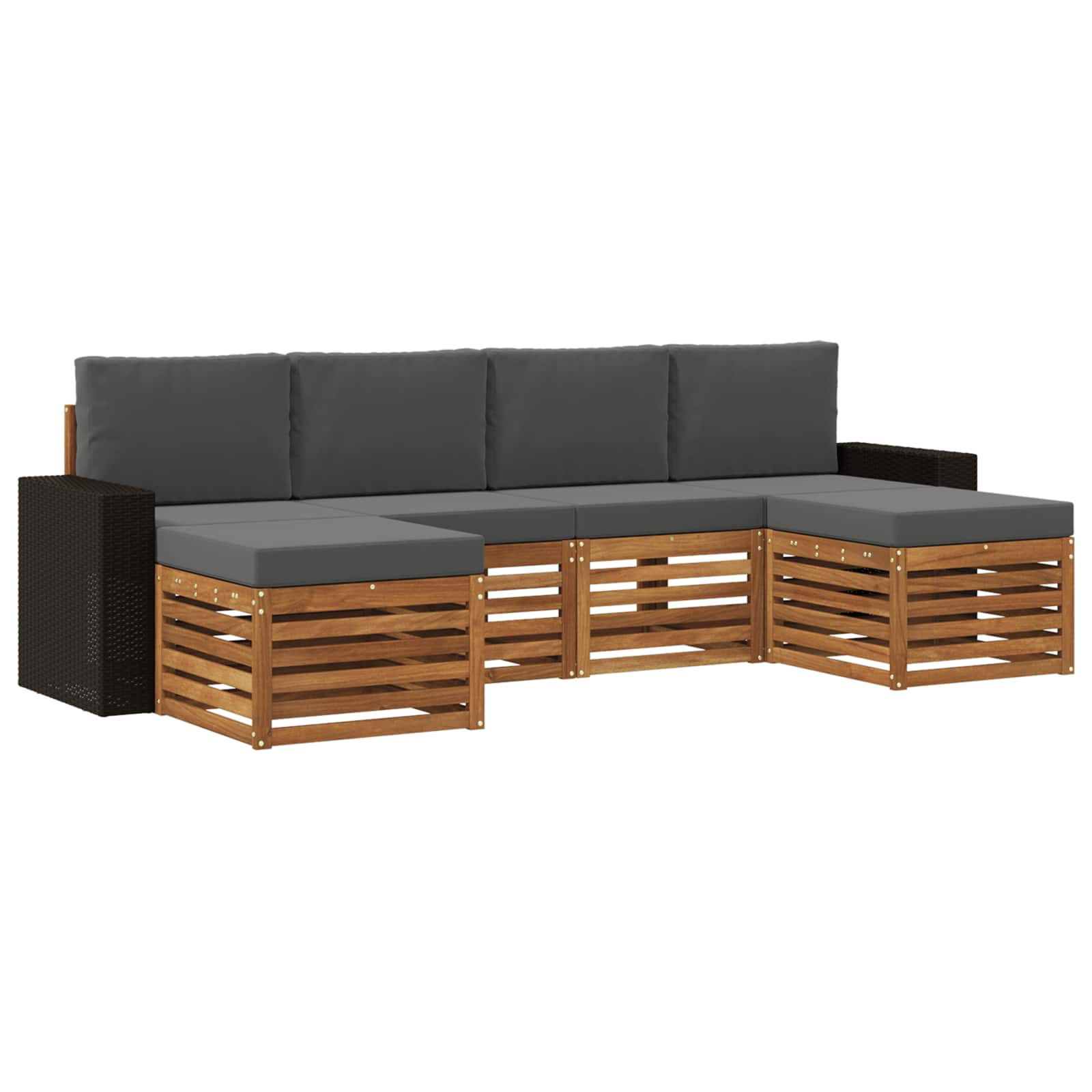 Setovi sofa 6 pcs Prirodna i antracit Čvrsto drvo akacije