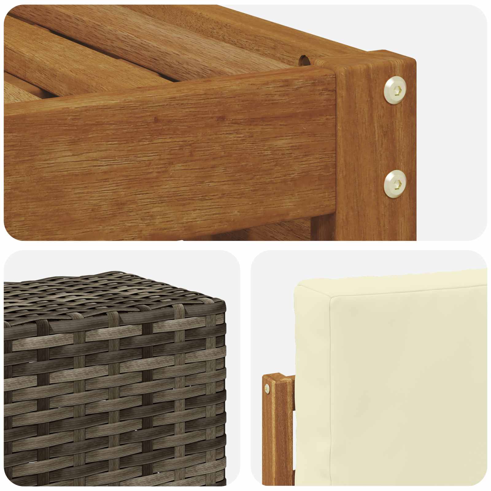 Setovi sofa 6 pcs Prirodna i krem Čvrsto drvo akacije
