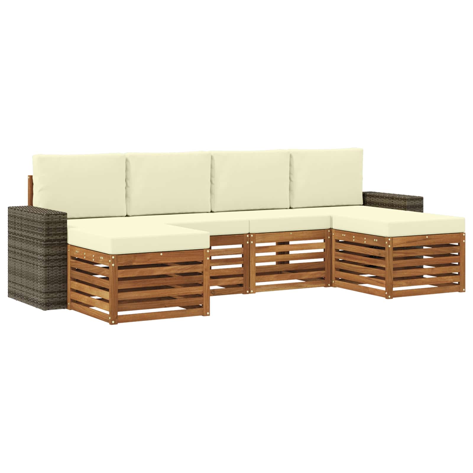 Setovi sofa 6 pcs Prirodna i krem Čvrsto drvo akacije