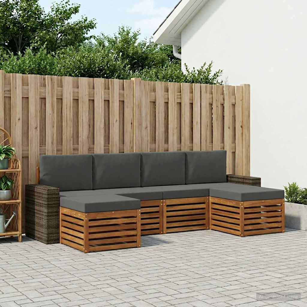 Setovi sofa 6 pcs Prirodna i antracit Čvrsto drvo akacije