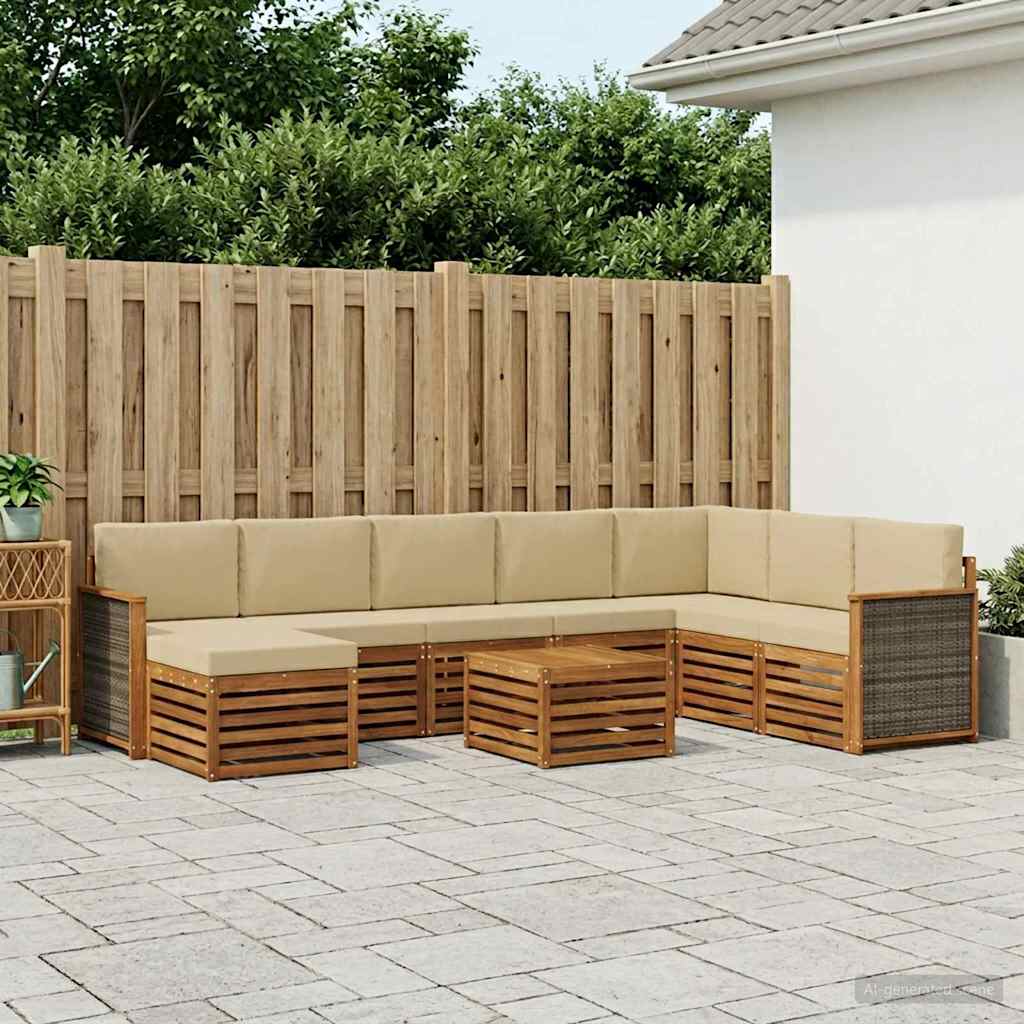 Set vanjskih sofa s jastukom 7 pcs Prirodna