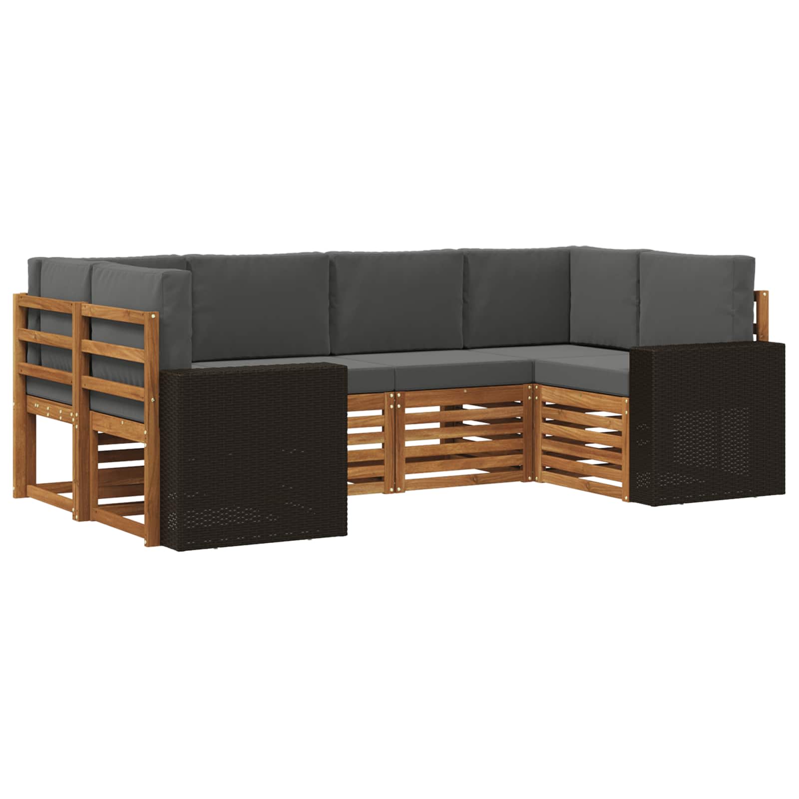Sekcijska garnitura 6 pcs Prirodna i antracit Poliester