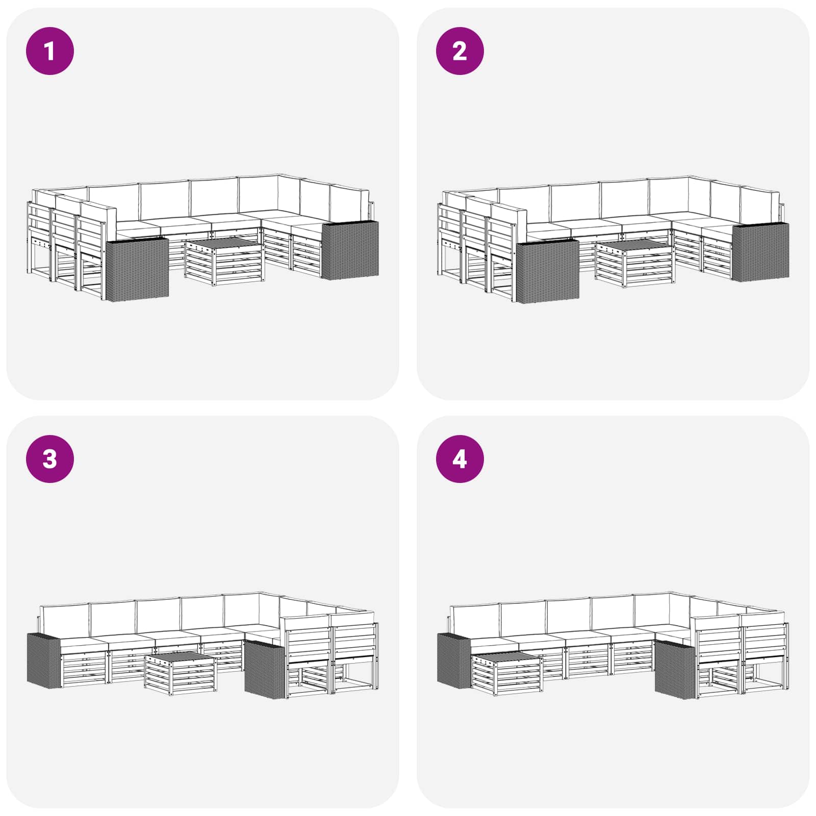 Setovi sofa 10 pcs Prirodna i svjetlosiva Čvrsto drvo akacije