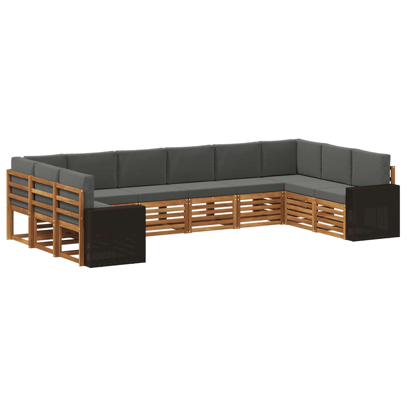 Set vanjskih sofa 10 pcs Prirodna i antracit Poliester