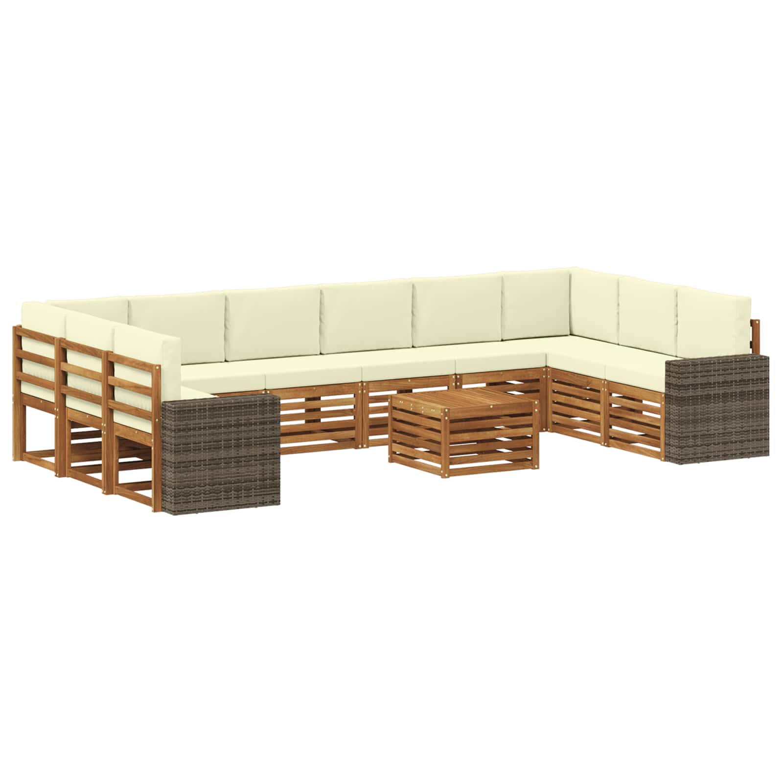 Set vanjskih sofa s jastukom 11 pcs Prirodna i krem Poliester