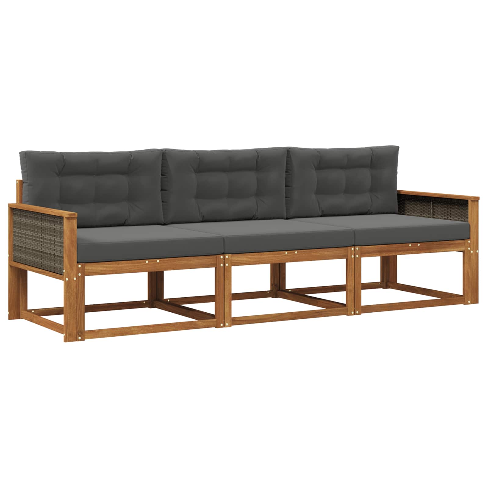 Set vanjskih sofa s jastukom 3 pcs Prirodna i antracit