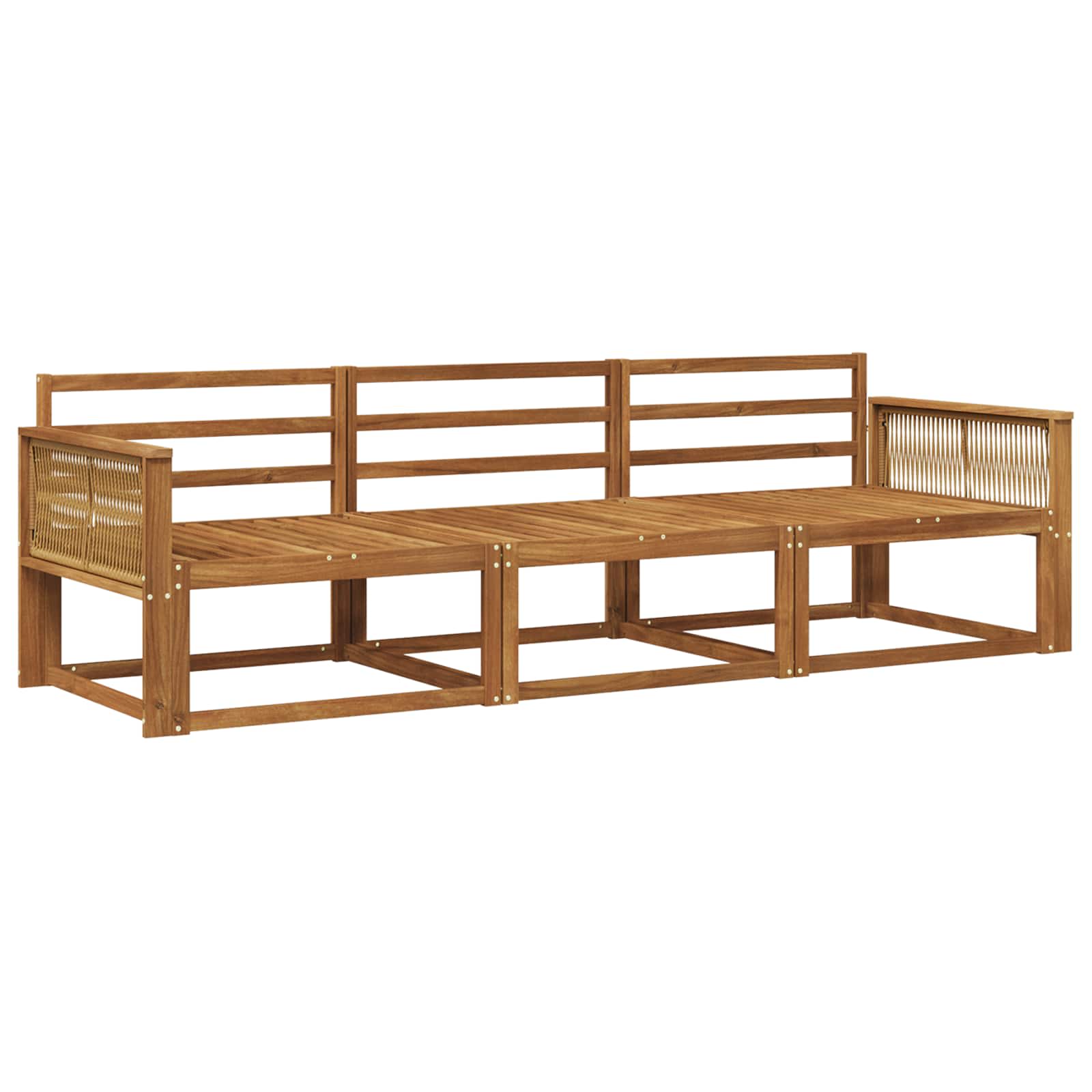 Set vanjskih sofa 3 pcs Prirodna Čvrsto drvo akacije