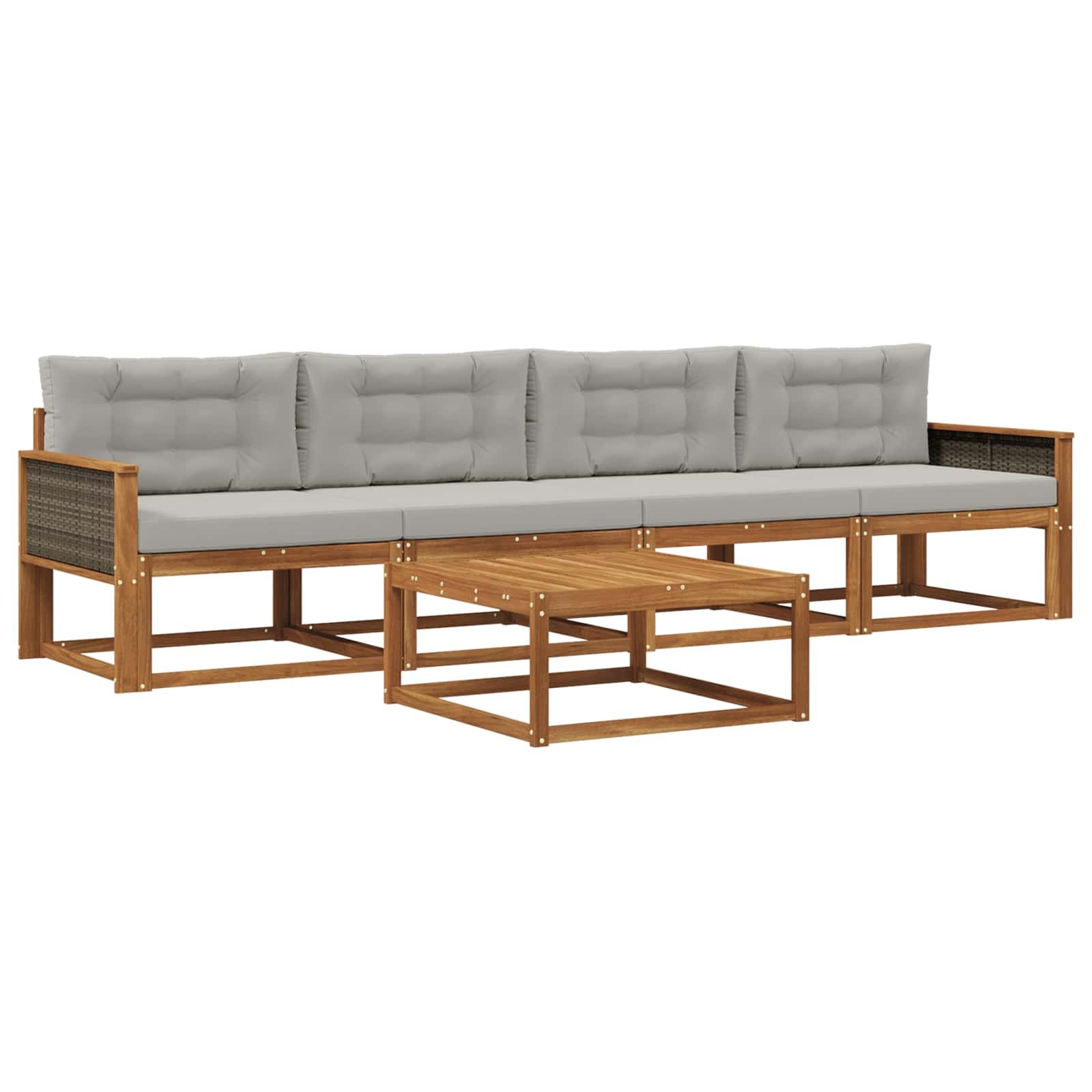 Set vanjskih sofa s jastukom 5 pcs Prirodna i Svjetlosiva