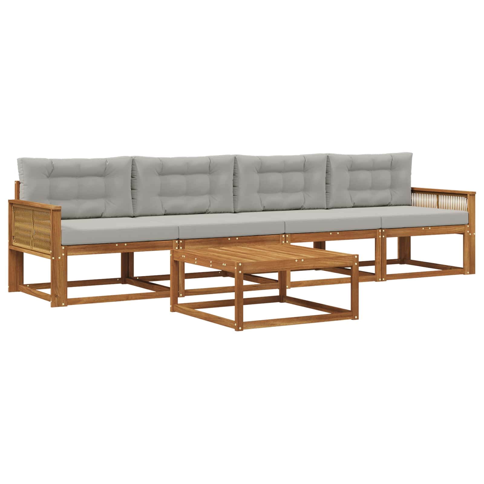 Set vanjskih sofa s jastukom 5 pcs Prirodna i Svjetlosiva