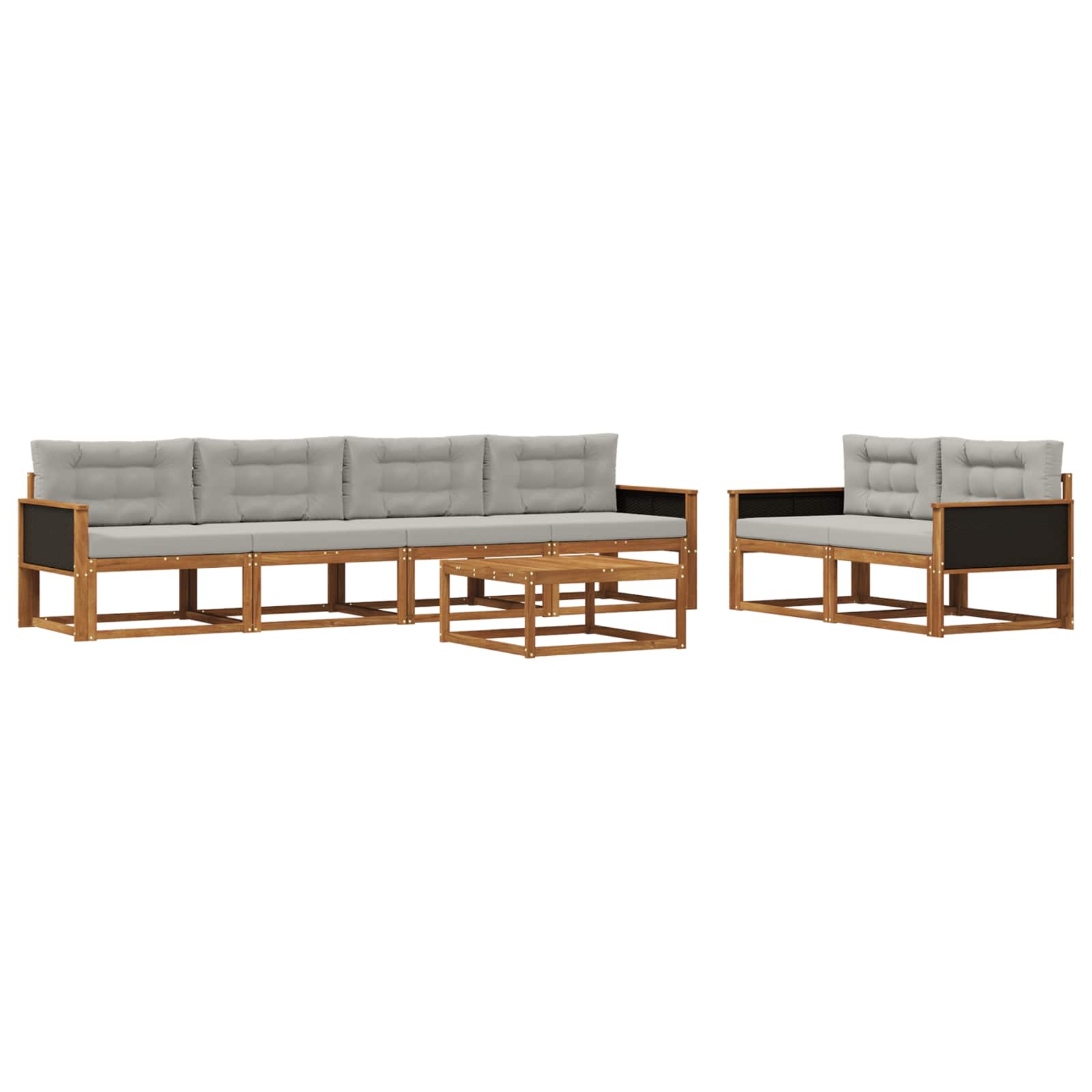 Set vanjskih sofa 7 pcs Prirodna i Svjetlosiva