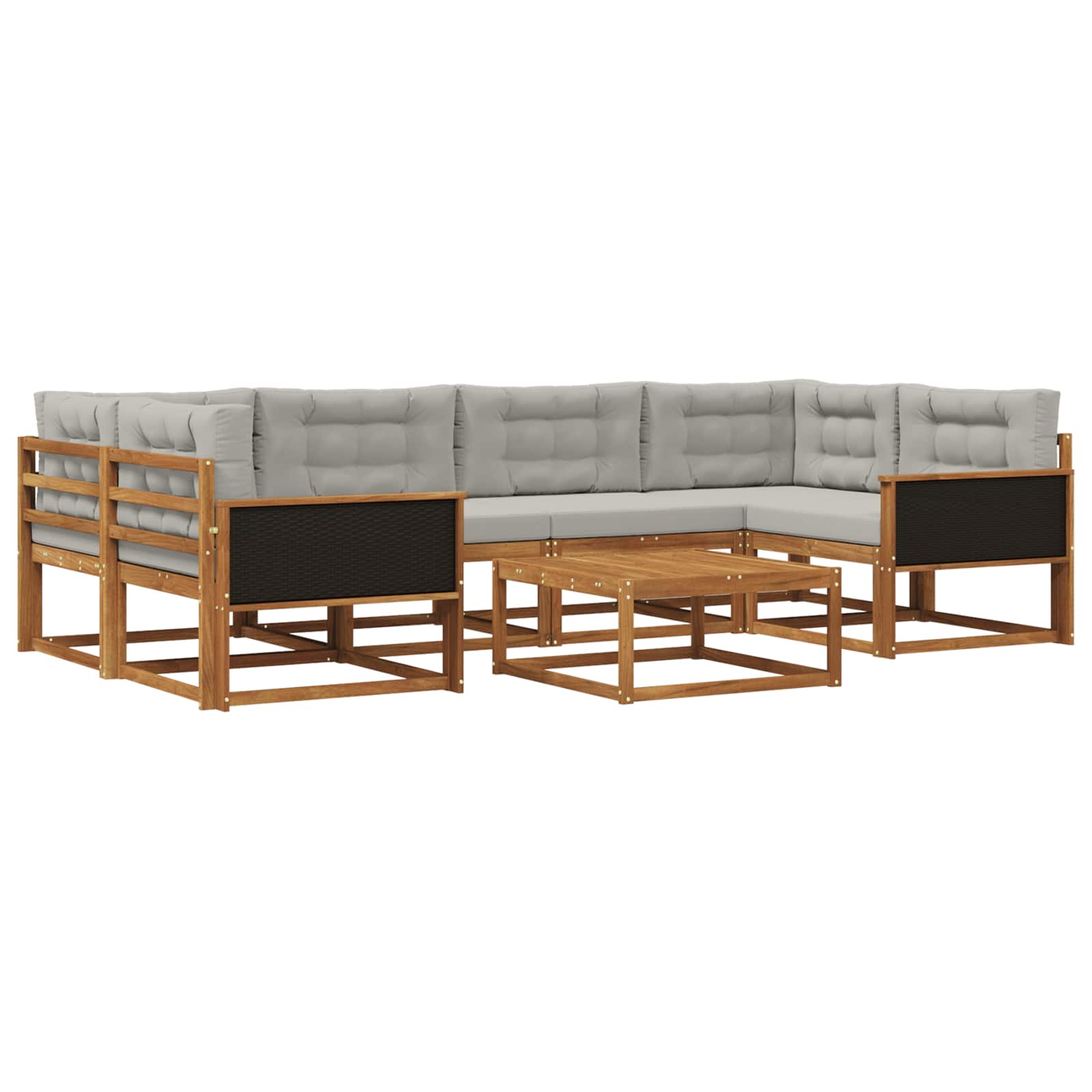 Set vanjskih sofa s jastukom 7 pcs Prirodna i Svjetlosiva