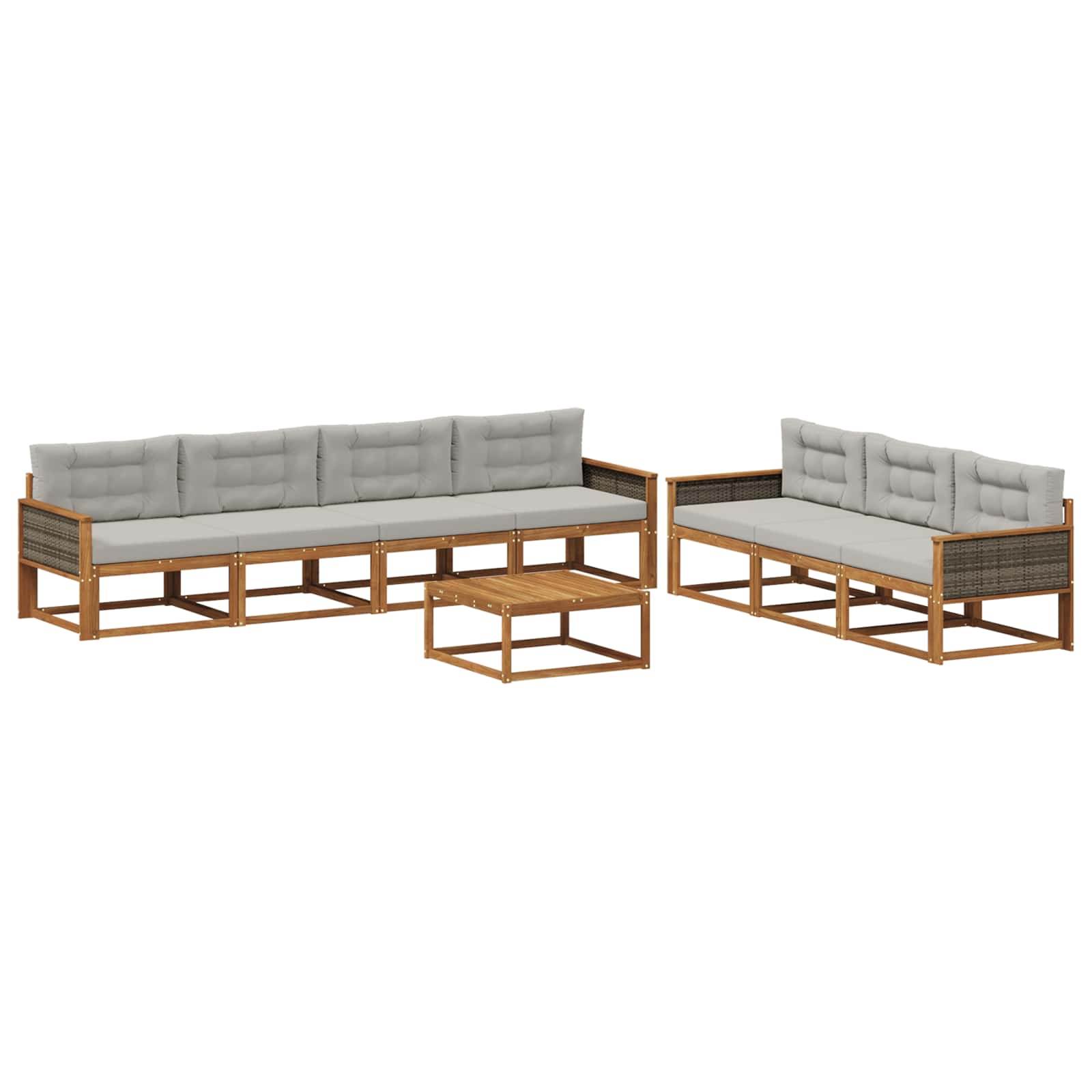 Set vanjskih sofa s jastukom 8 pcs Prirodna i Svjetlosiva