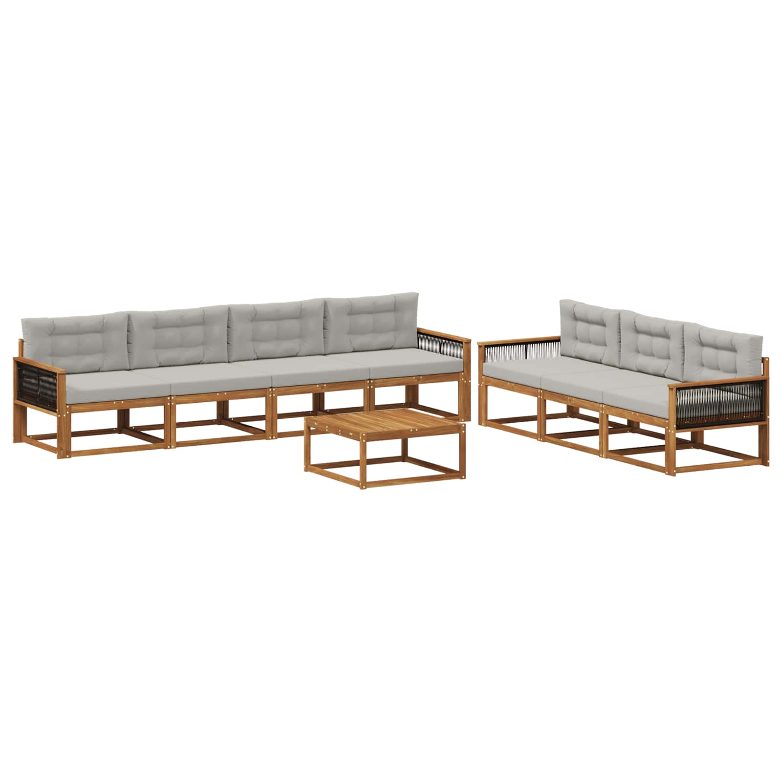 Set vanjskih sofa s jastukom 8 pcs Prirodna i Svjetlosiva