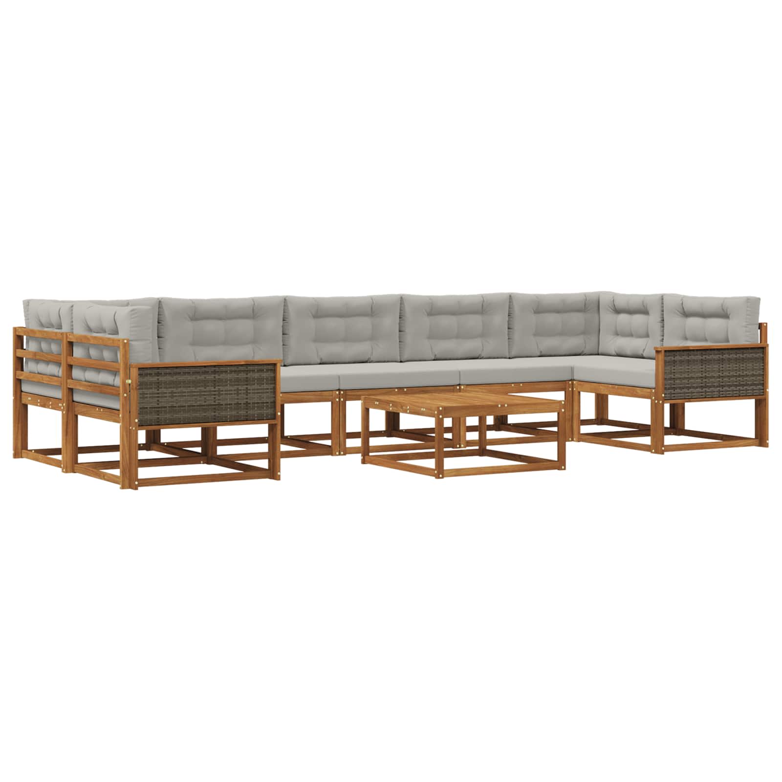 Set vanjskih sofa s jastukom 8 pcs Prirodna i Svjetlosiva