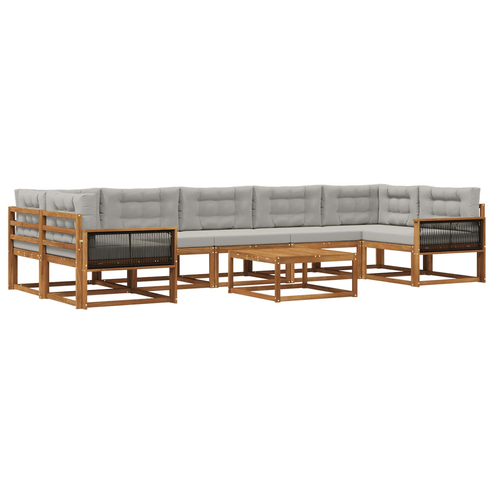 Set vanjskih sofa s jastukom 8 pcs Prirodna i Svjetlosiva