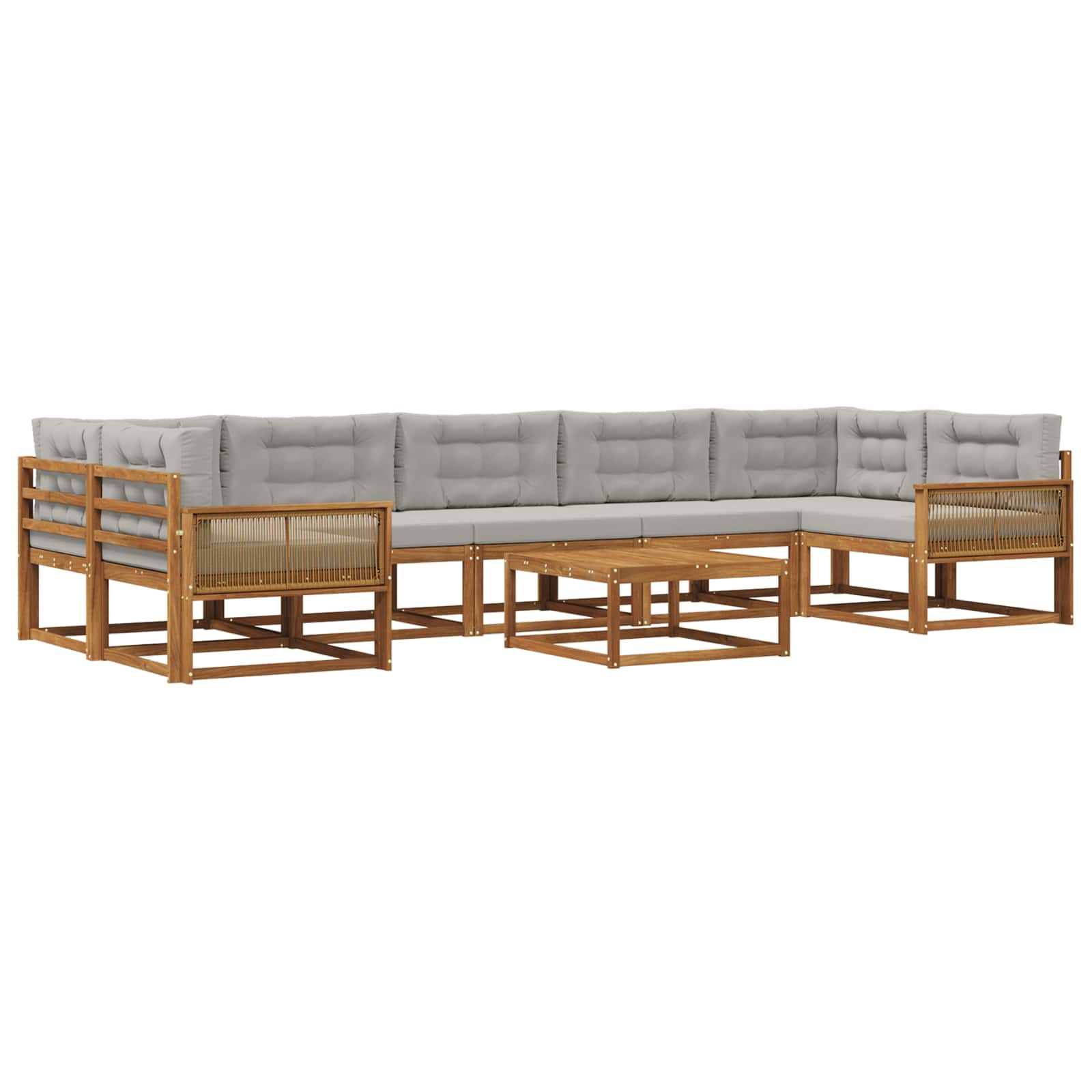 Set vanjskih sofa s jastukom 8 pcs Prirodna i Svjetlosiva