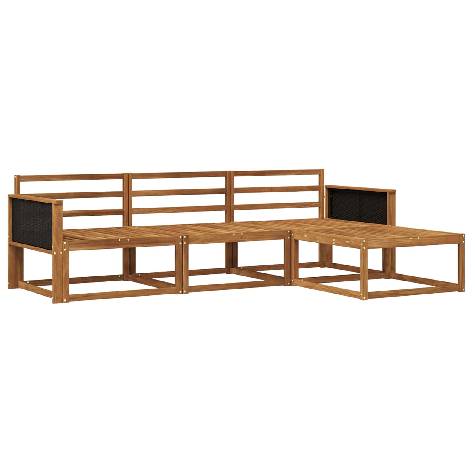 Set vanjskih sofa 4 pcs Prirodna Čvrsto drvo akacije