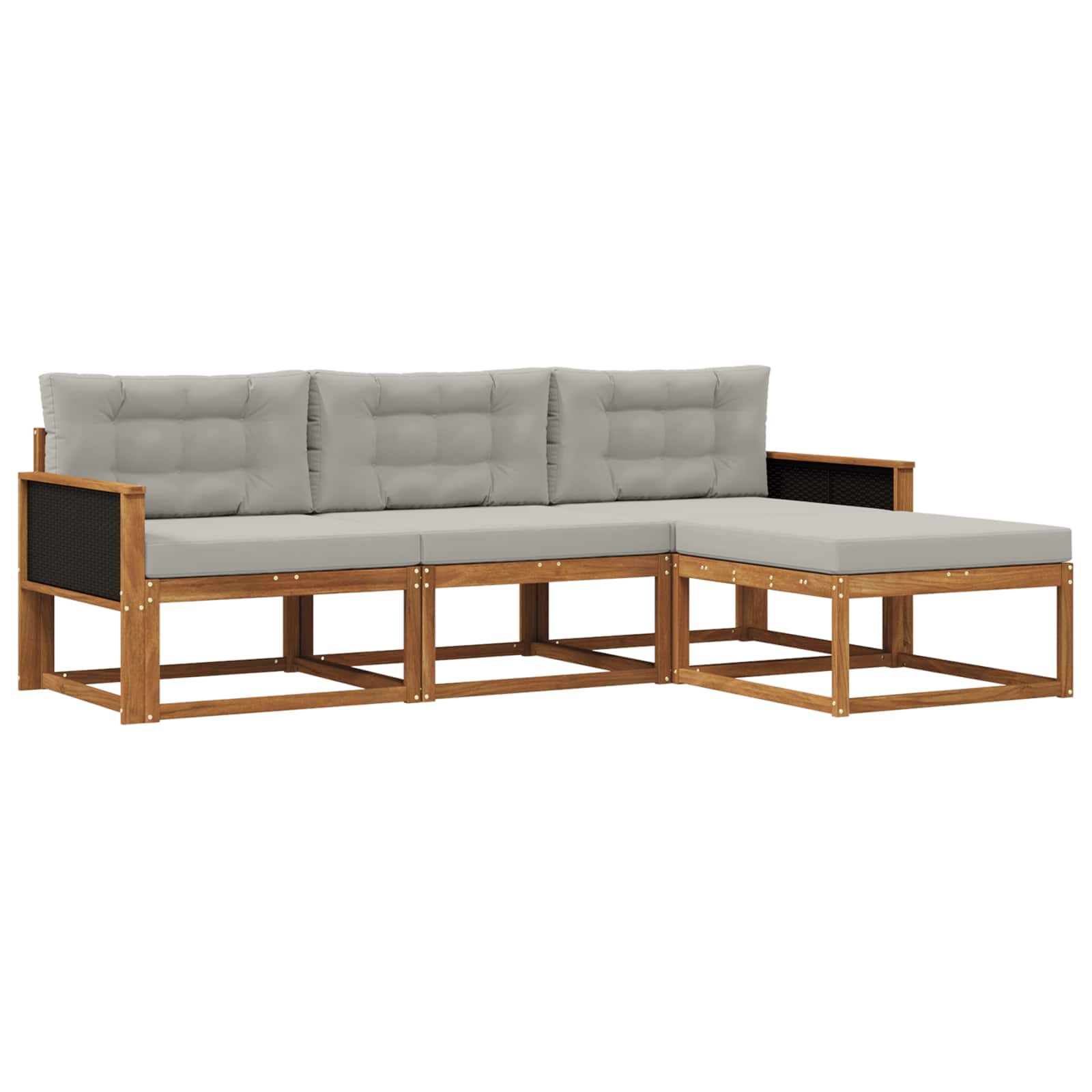 Set vanjskih sofa s jastukom 4 pcs Prirodna i Svjetlosiva