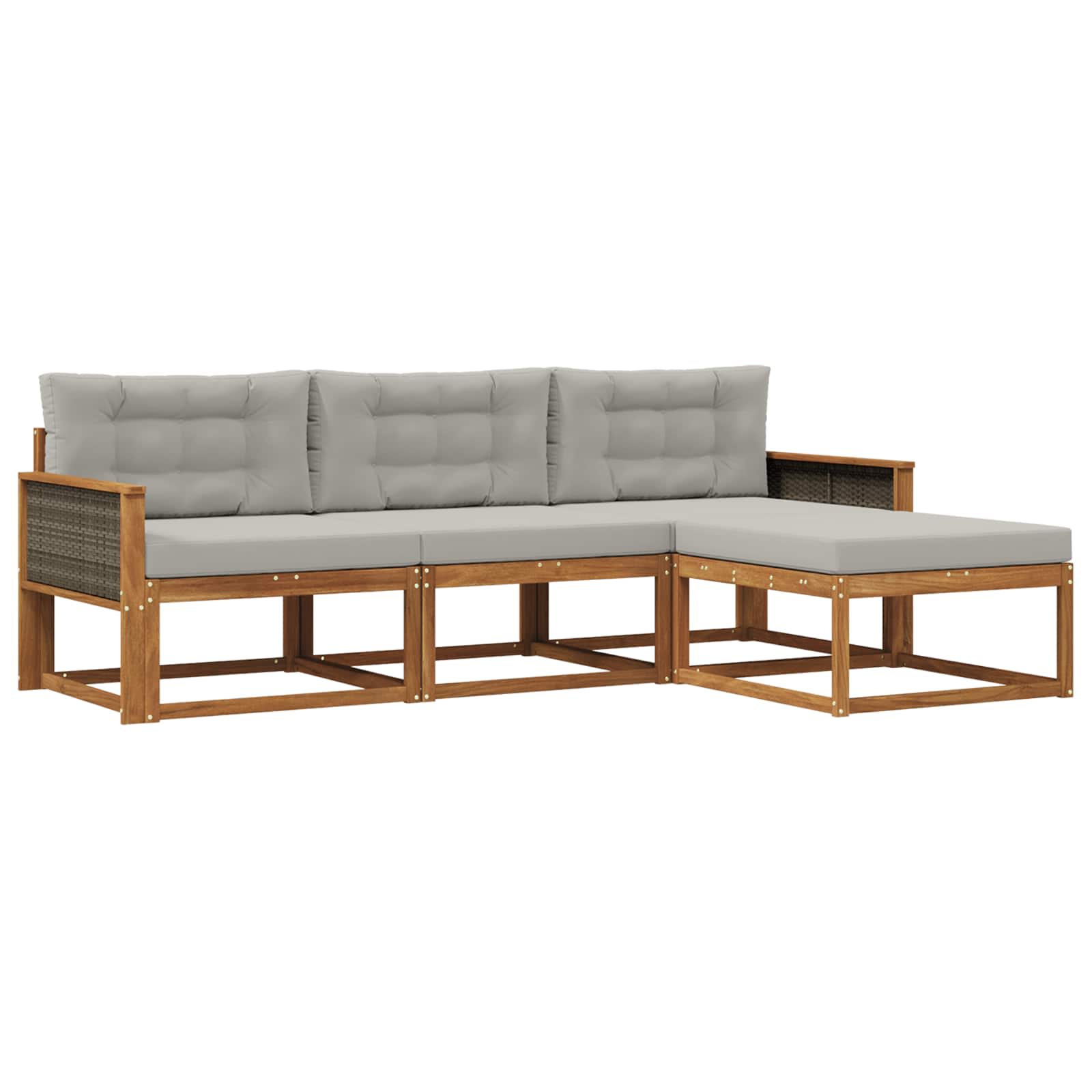 Set vanjskih sofa s jastukom 4 pcs Prirodna i Svjetlosiva