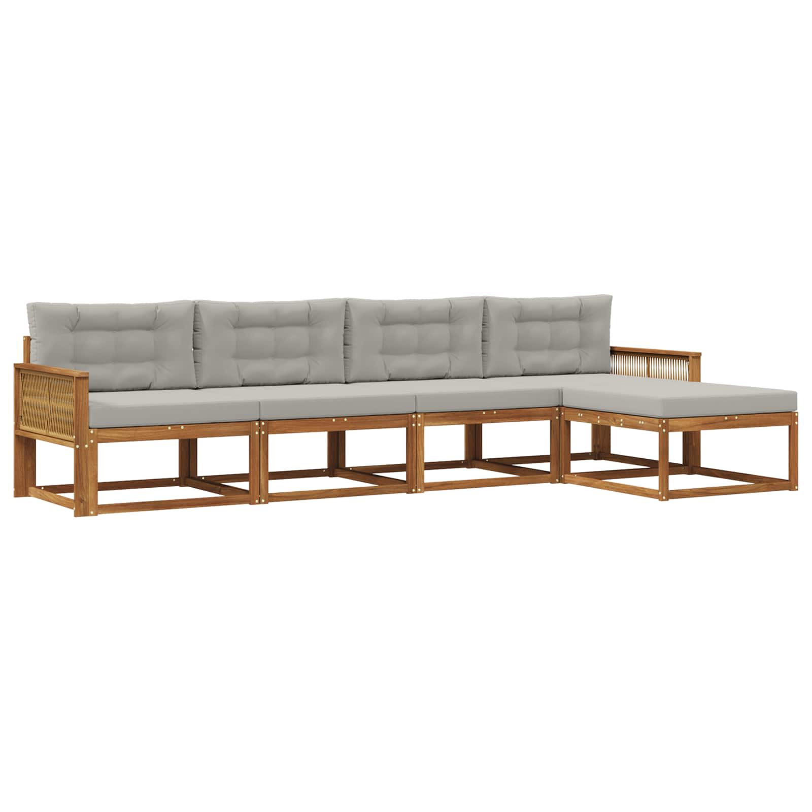 Set vanjskih sofa s jastukom 5 pcs Prirodna i Svjetlosiva