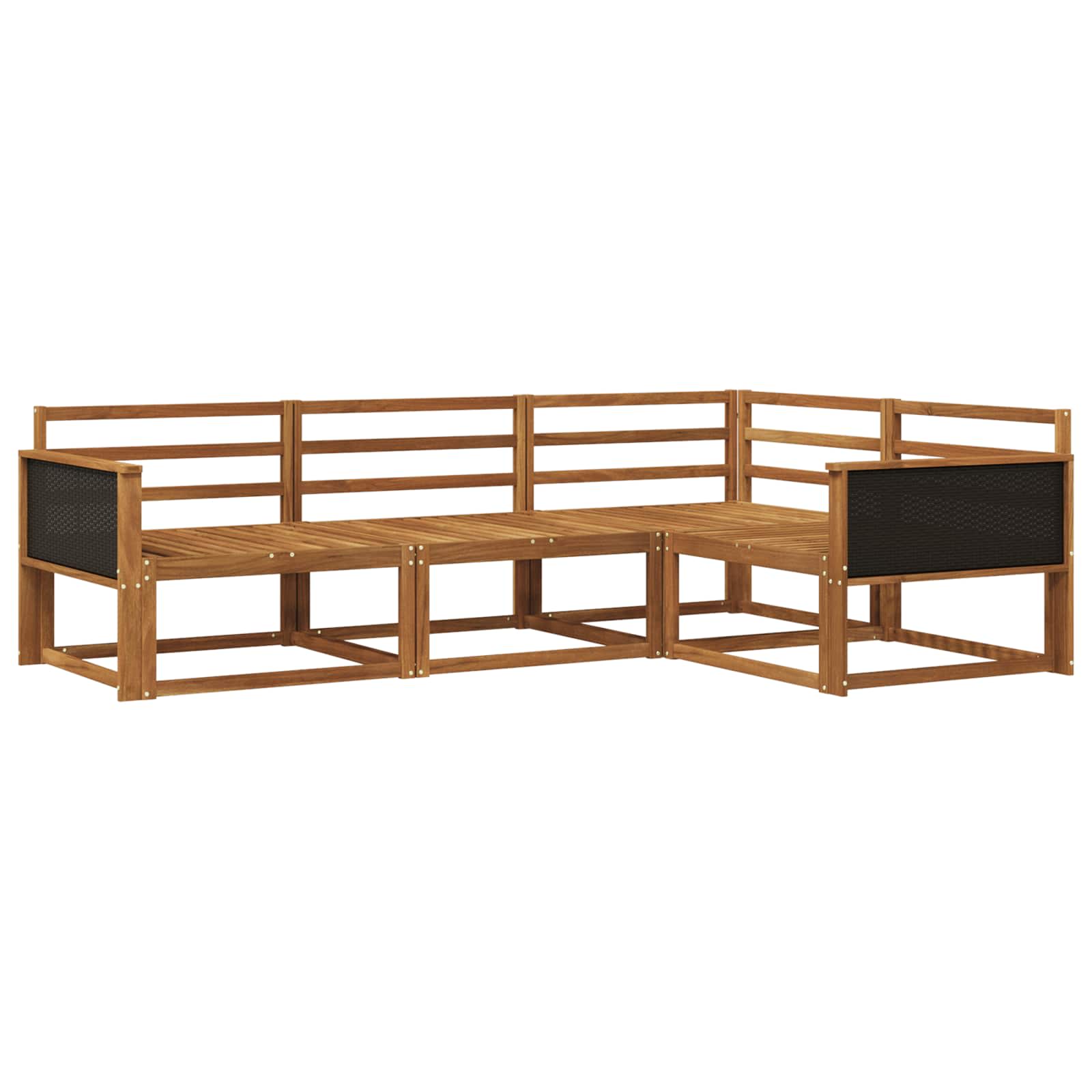 Set vanjskih sofa 4 pcs Prirodna Čvrsto drvo akacije