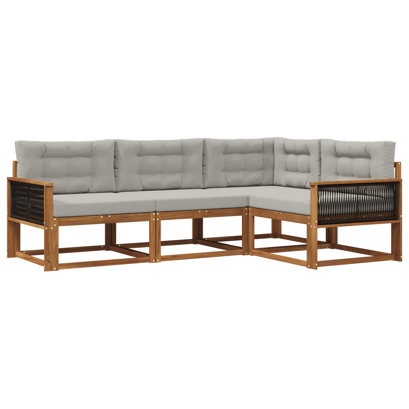 Set vanjskih sofa s jastukom 4 pcs Prirodna i Svjetlosiva