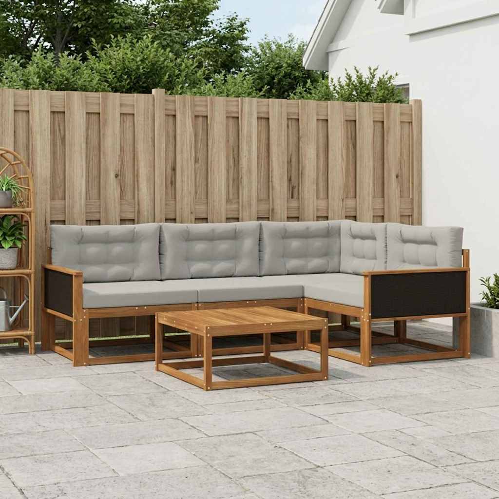 Set vanjskih sofa s jastukom 5 pcs Prirodna i Svjetlosiva