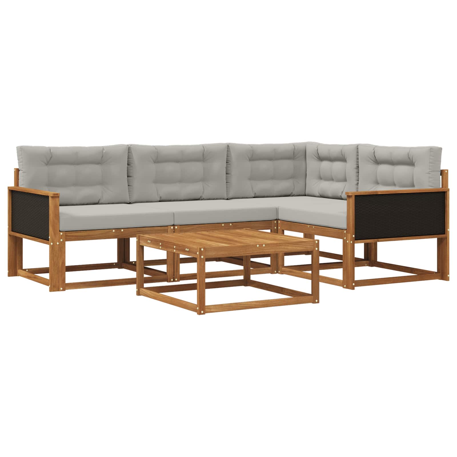 Set vanjskih sofa s jastukom 5 pcs Prirodna i Svjetlosiva