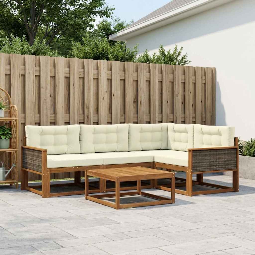 Set vanjskih sofa 5 pcs Prirodna i krem