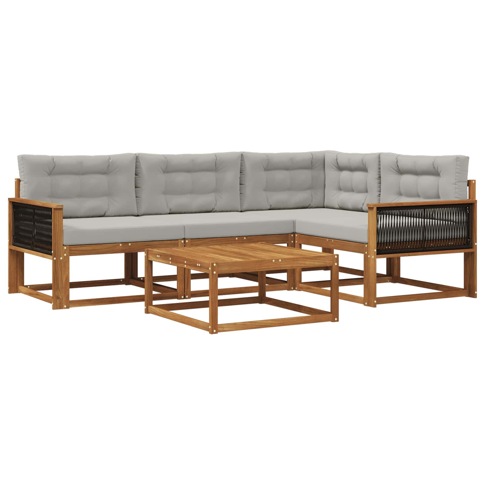 Set vanjskih sofa s jastukom 5 pcs Prirodna i Svjetlosiva