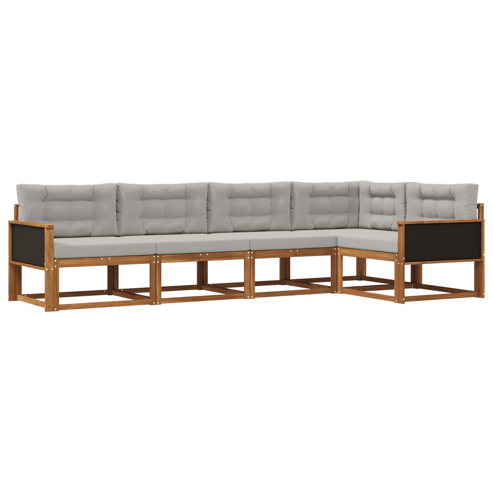 Set vanjskih sofa s jastukom 5 pcs Prirodna i Svjetlosiva