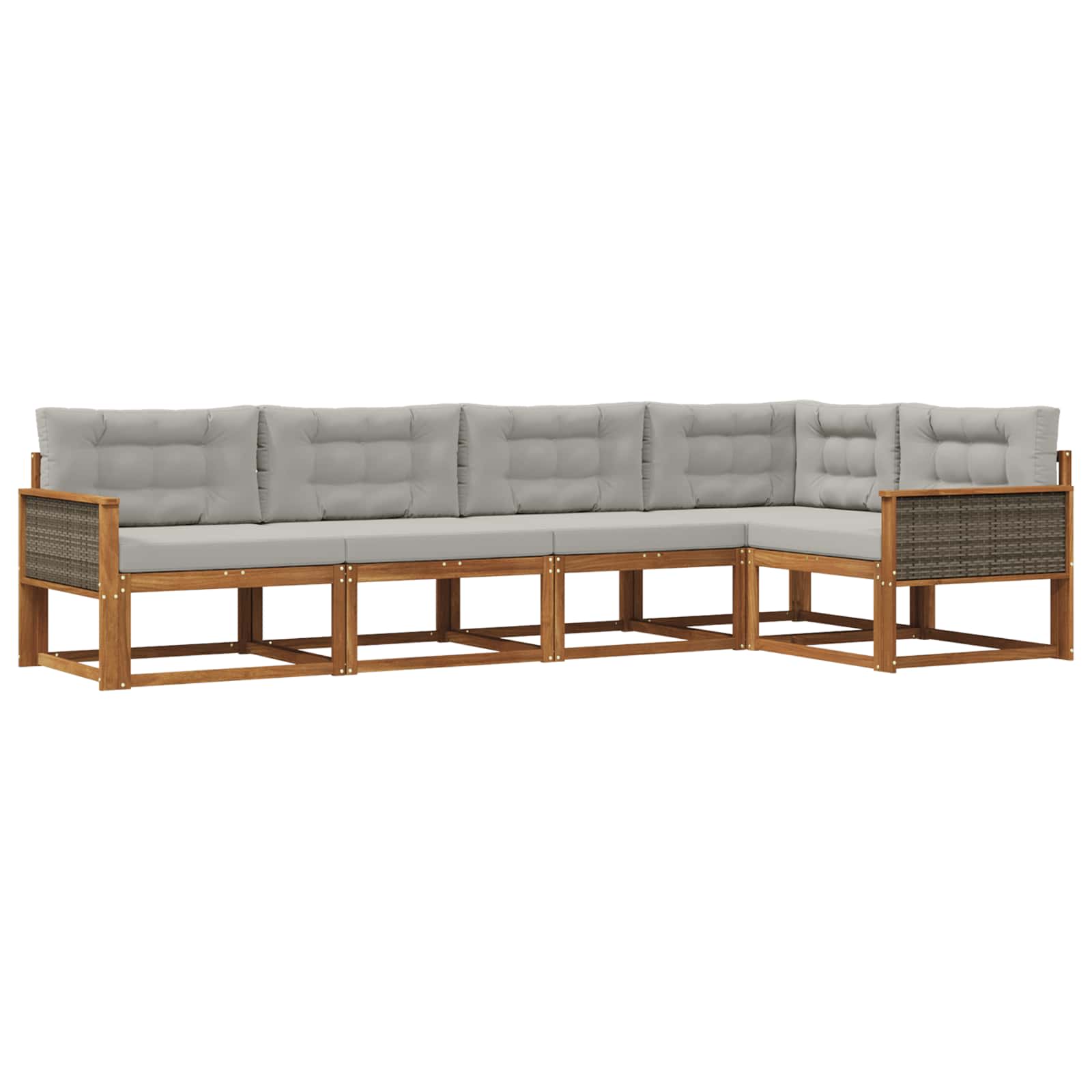 Set vanjskih sofa s jastukom 5 pcs Prirodna i Svjetlosiva