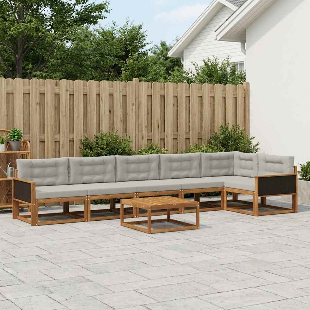 Set vanjskih sofa s jastukom 7 pcs Prirodna i Svjetlosiva