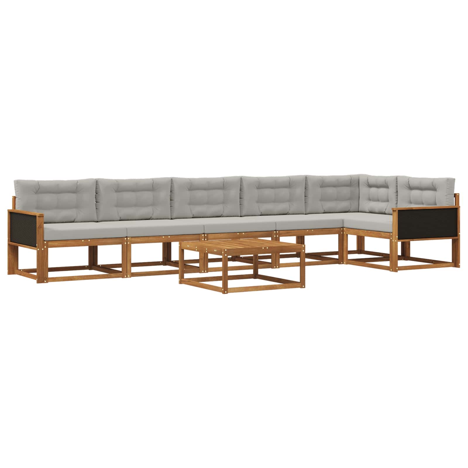 Set vanjskih sofa s jastukom 7 pcs Prirodna i Svjetlosiva