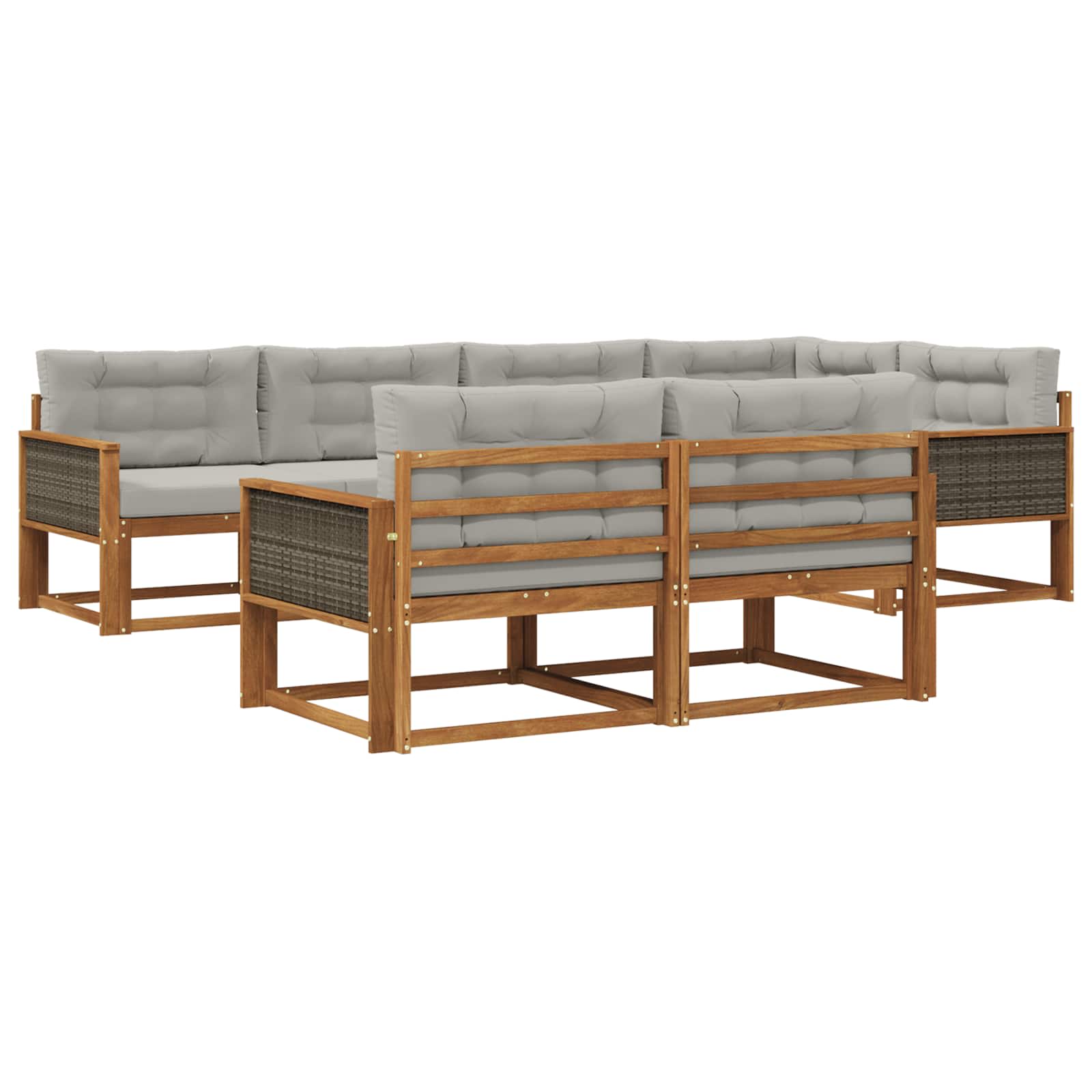 Set vanjskih sofa s jastukom 7 pcs Prirodna i Svjetlosiva